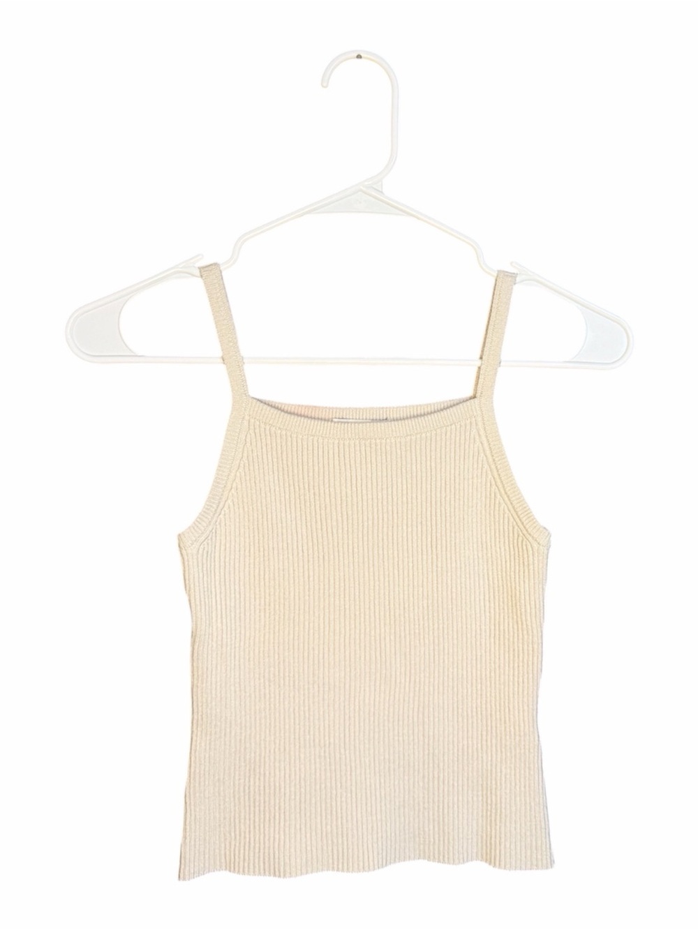 GU Ribbed Square-Neck Camisole in Cream